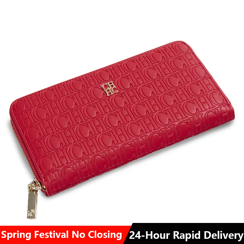 Ch Fashion Classic Women'S Small Wallet Standard Wallet Solid Color Design Multi- Embossed Women'S