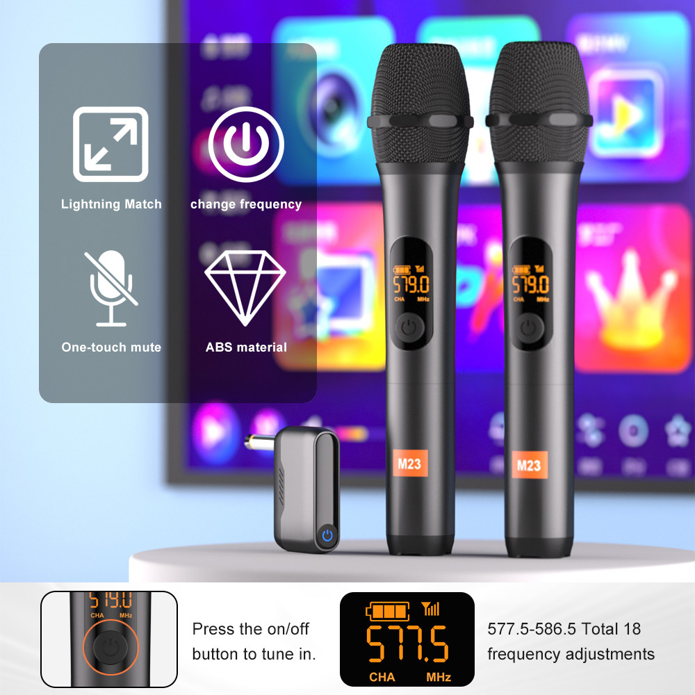 Wireless Microphone M23-4 UHF Recording Universal Karaoke Mic With Lithium Battery Receiver For