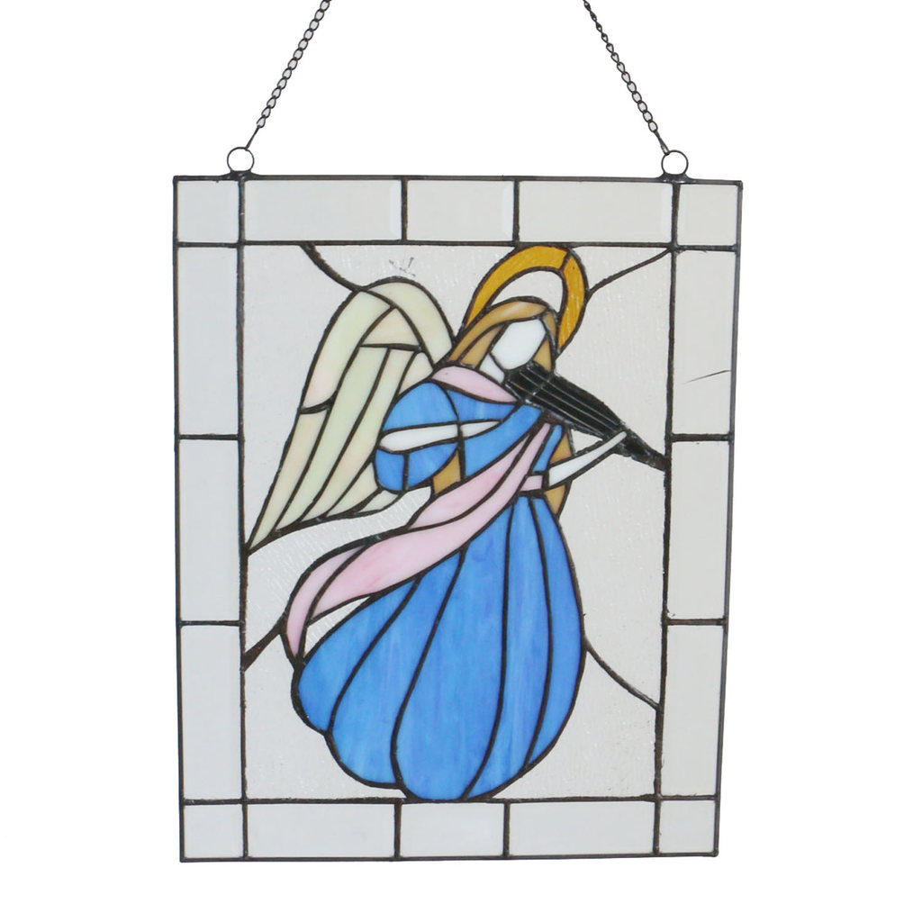 Angel Stained Glass Window Panel Wall Decor Tiffany Art Mosaic Wall Ornament