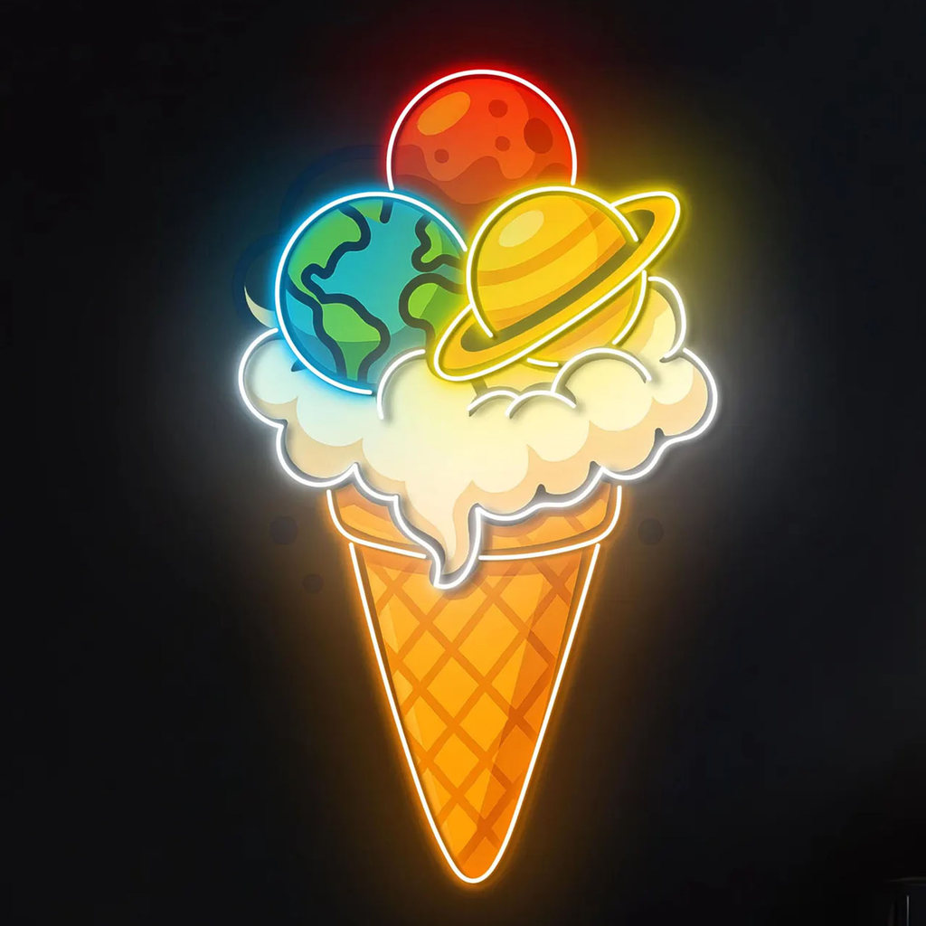 Bigger Sized Ice Cream NeonSign,Kid Bedroom Decor,Gelato Wall Decor,Business NeonSign,Giftfor Gelato