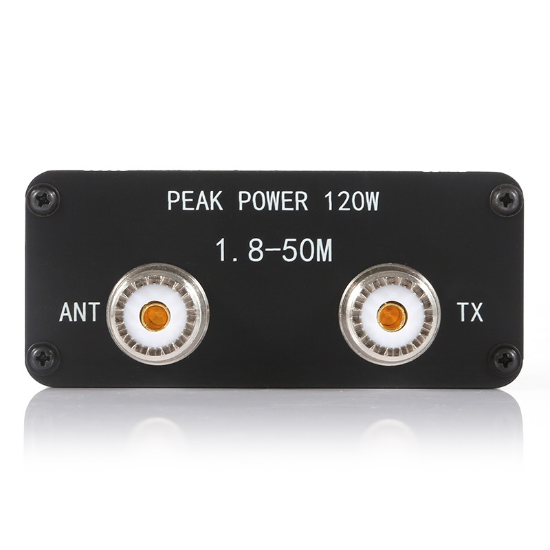 1.8MHz-50MHz 0.5W-120W SWR HF Short Wave Standing Wave Meter SWR and Power Meter + Battery + OLED FM