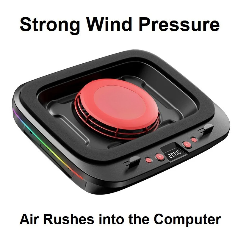 2pcs Turbo Laptop Cooler, 6-Fan Adjustable Base with RGB Lighting for Gaming/Office Laptops