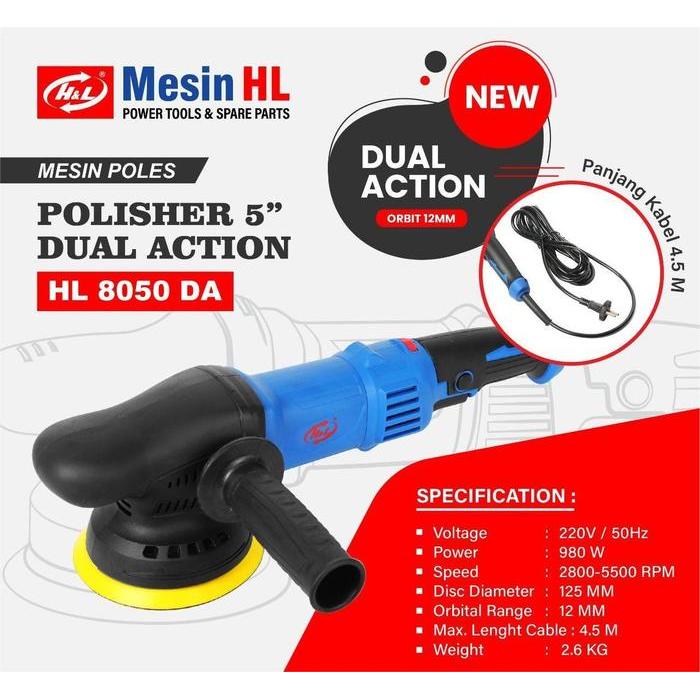 Promo Hl Mesin Poles Dual Action 5" Polisher Dual Action 5In Hl 8050 Da Terlaris