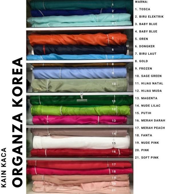 KAIN KACA ORGANZA KOREA PREMIUM, BAHAN ORGANZA POLOS SILK PREMIUM. KAIN ORGANZA PREMIUM POLOS SILK