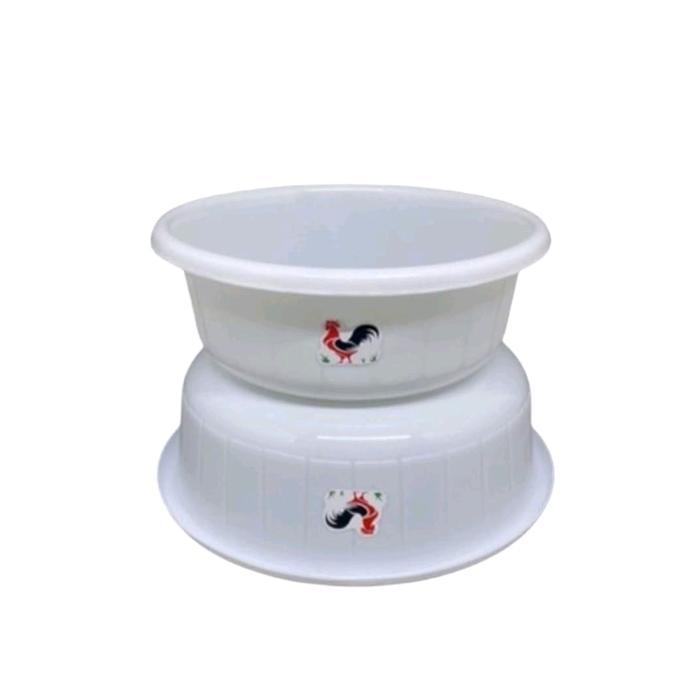 TERMURAH baskom putih ayam jago 3pc baskom cuci serbaguna plastik READY STOCK