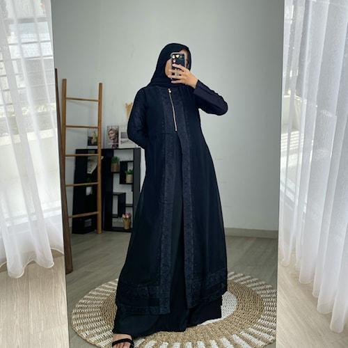Abaya Turkey Hitam Gamis Abaya Turki Bahan Jersey Mix Ceruty