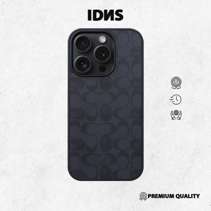 IDNS Hardcase Coach x Bape 01 Black Case Iphone 11 12 13 Pro Max 14 Pro Max 15 Pro Max