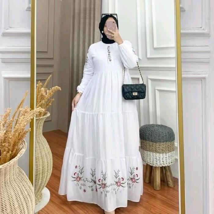HJKU6854 PROMO Gamis Nabiela Ceruty Bordir Premium Luxury Lebaran Muslim Dress Kondangan (Bonus