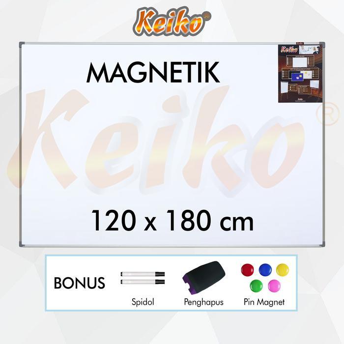 PAPAN TULIS WHITEBOARD GANTUNG MAGNET SINGLE FACE KEIKO 120 X 180 CM
