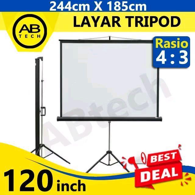 Layar Proyektor Tripod 120 Ratio 4:3 - Layar Tripod 120 Inch 4:3 - Layar Proyektor Tripod 120" 4:3