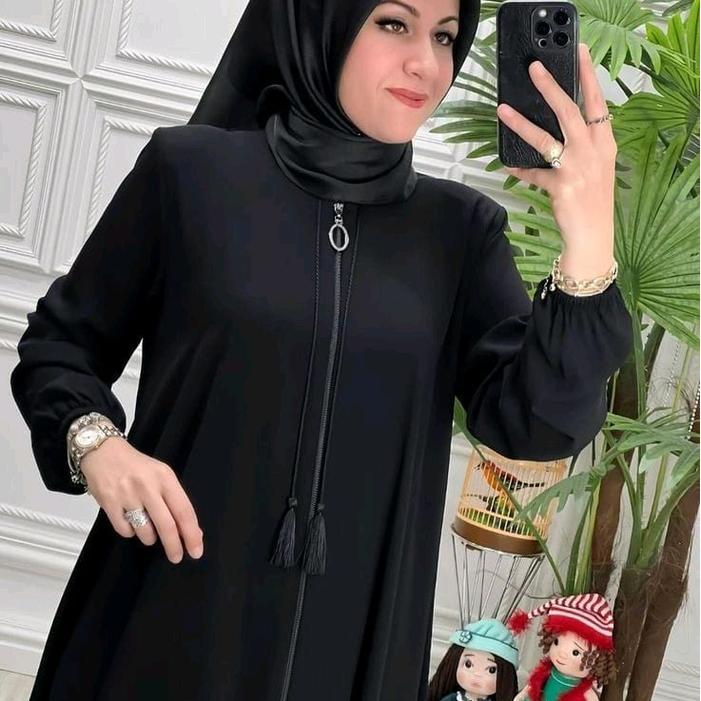 Gamis Muslim Santri Remaja Ziper 100Cm Kekinian Dress Syari Lebaran
