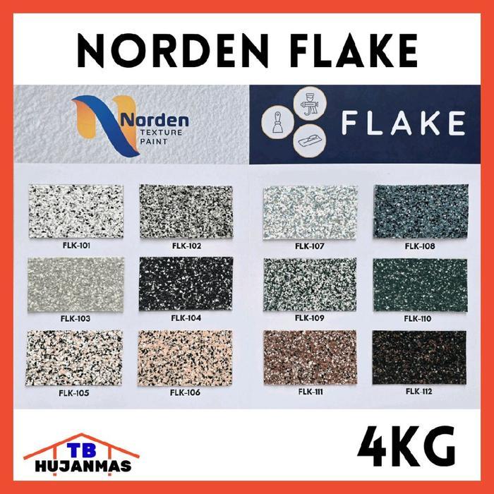 NORDEN Cat Tembok Teksture Tipe FLAKE (FLK) 4Kg Batu Alam Stone Wall Paint Type Terbaik Motif
