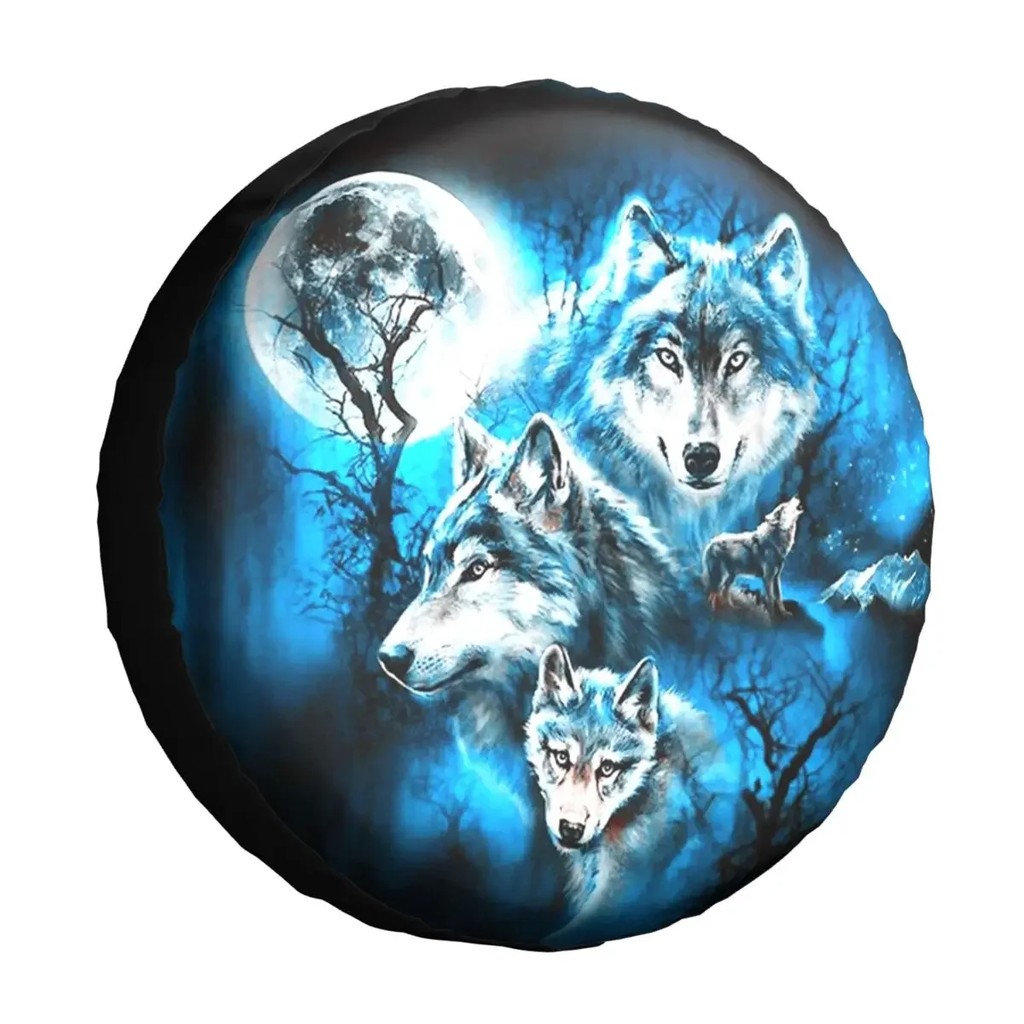 3D Moon Wolf Outdoor Spare Tire Cover for Prado Land Cruiser SUV 4WD 4x4 Car Wheel Protectors Access