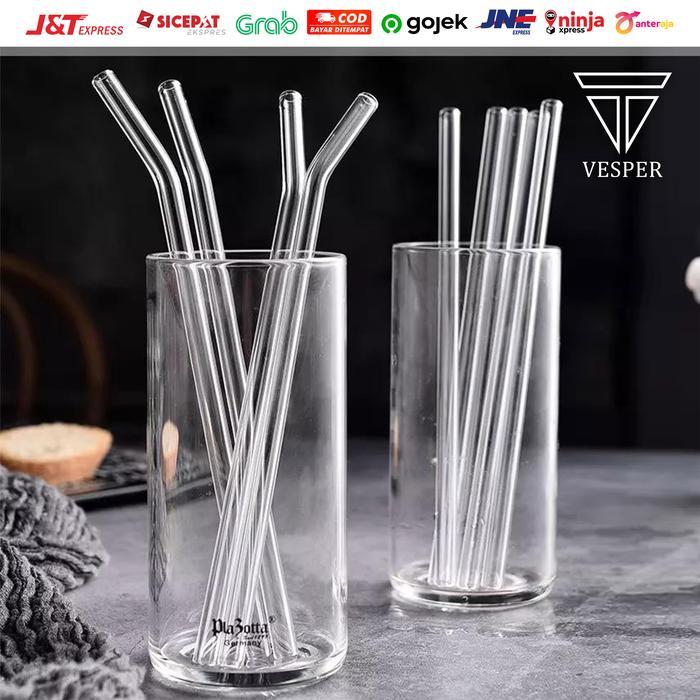sedotan kaca transparan bening satuan / glass straw high borosilicate