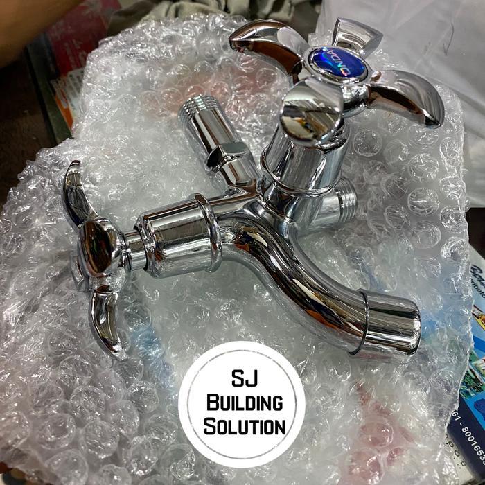 Kran Keran Cabang 2 (dua) Stainless ONDA Putar Keran Air Shower double