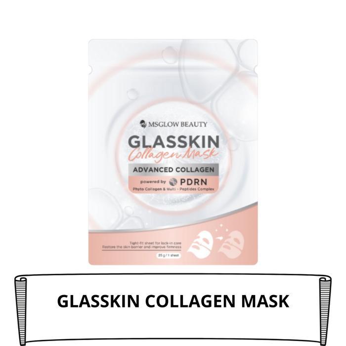 Ms Glow Glasskin Collagen Mask Masker Wajah Premium Dengan Pdrn Phyto Collagen & Multi Peptide