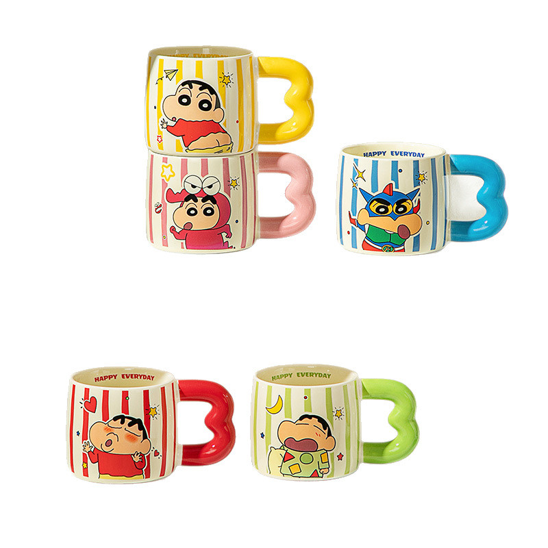 New Crayon-Shin-Chan M Handle Water Cup Mug Cup Ceramic Water Cup Coffee Cup Xiaoxin Anime