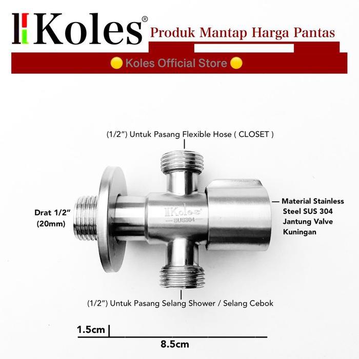 Toto - Koles 914 Stop Kran Cabang Double Keran Air Kloset Bidet Stainless Steel Sus 304