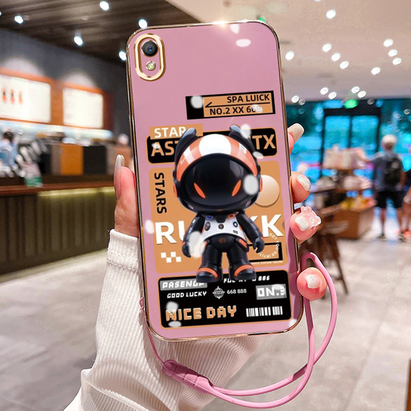 Casing Hp Untuk OPPO A37 A37F Case Casing Cesing pola astronot Kasing HP Kesing tali berlapis Siliko