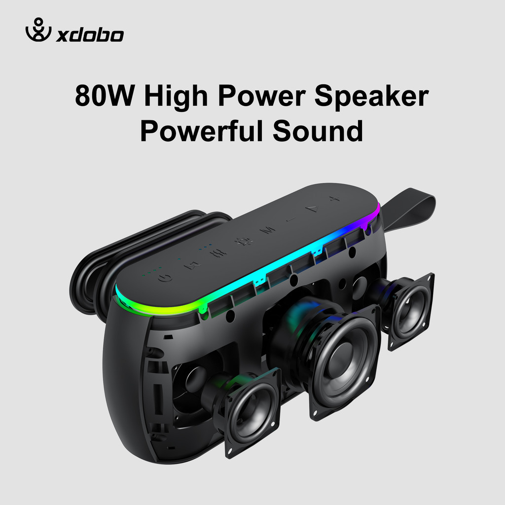 Outdoor portable Xdobo X8 Plus II wireless Bluetooth speaker RGB light 80W high-power 360 degree