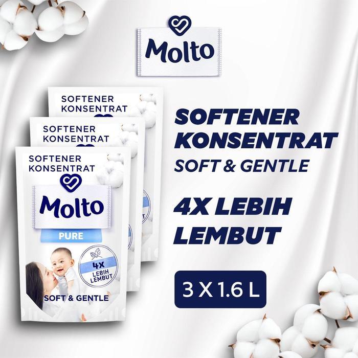 Cuci Gudang Deals Molto Pure Pewangi Pakaian Bayi, Pelembut Baju Bayi Konsentrat 1.6L Triplepack