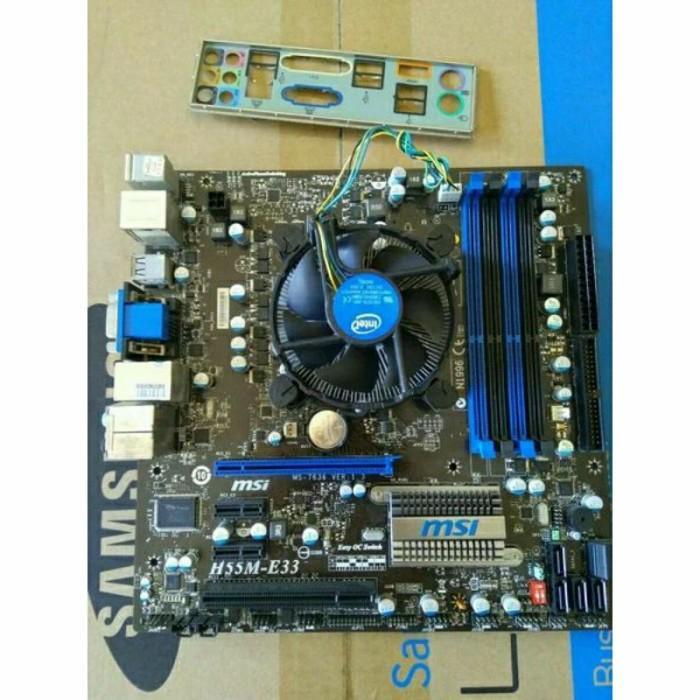 Motherboard Pc Merk Msi H55 Paket Prosesor I3 4 Slot Ram Bonus Hsf DISKON