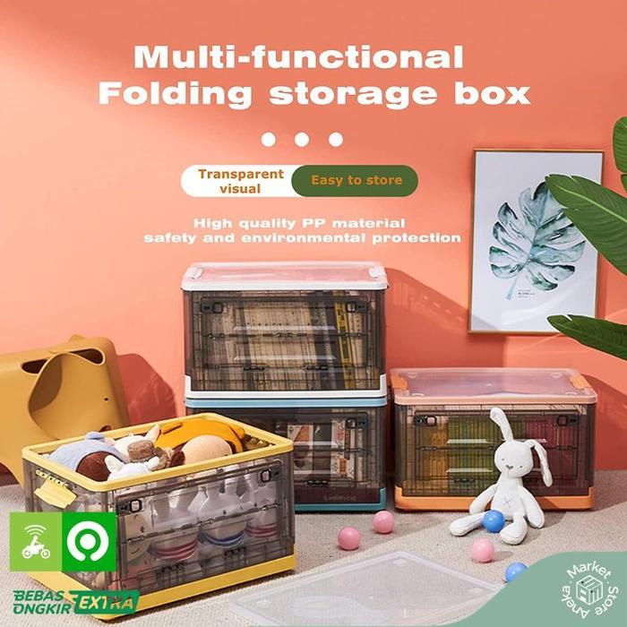 Storage Box Lipat Transparan Folding Container Box Tempat Baju Buku Dl