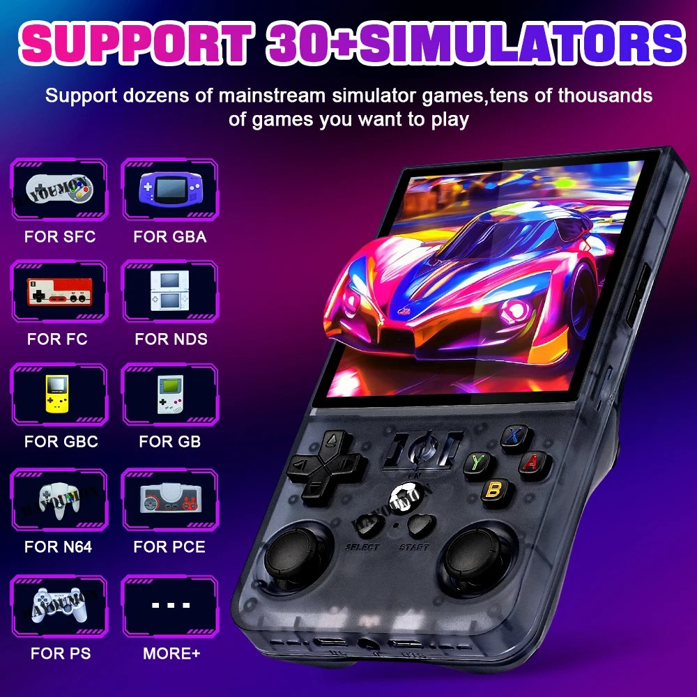 64G 128G R36MAX 4" IPS HD Screen Handheld Game Players Open Source Console R36 MAX Retro Pocket