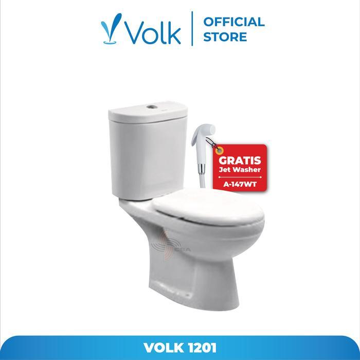 Volk Closet Duduk Kloset Duduk Toilet Duduk Two Piece Kirana 1201 Bundling Jet Washer A147 White