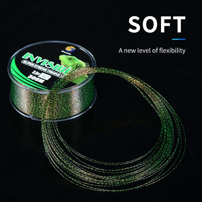 Senar Pancing Speckle Hijau 300m Senar Invisible Tali Pancing Nilon Mudah Tenggelam