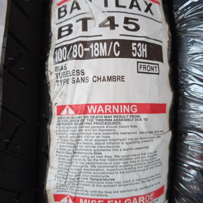 Ban Luar Bridgestone Battlax Bt45 Ukuran 100/80-18 Battlax