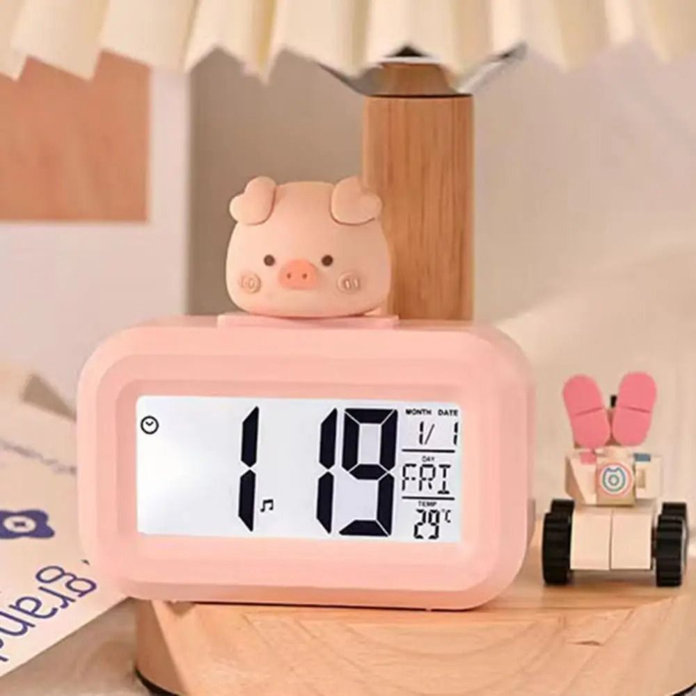 Cute Cartoon Shape Digital Clock Small Multifunctional Children's Electronic Clock Large Screen Date