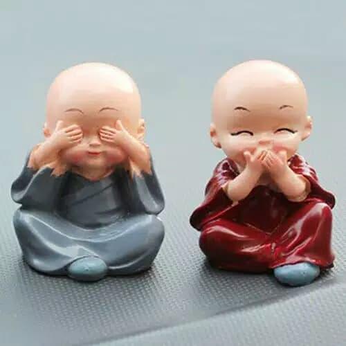 4Pcs Miniatur Patung Budha Biksu Botak Dekorasi Pajangan Mobil Figure