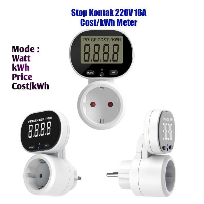 Kwh Meter Digital Stop Kontak Alat Meteran Biaya Pemakaian Listrik Pln