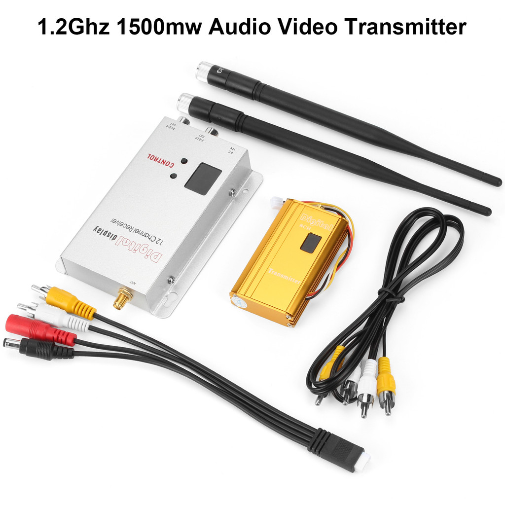 PROMO HARI INI  Wireless Video Transmitter Receiver AV Sender TV Audio 1.2Ghz 1.2G 8CH 1.5W 1500mw F