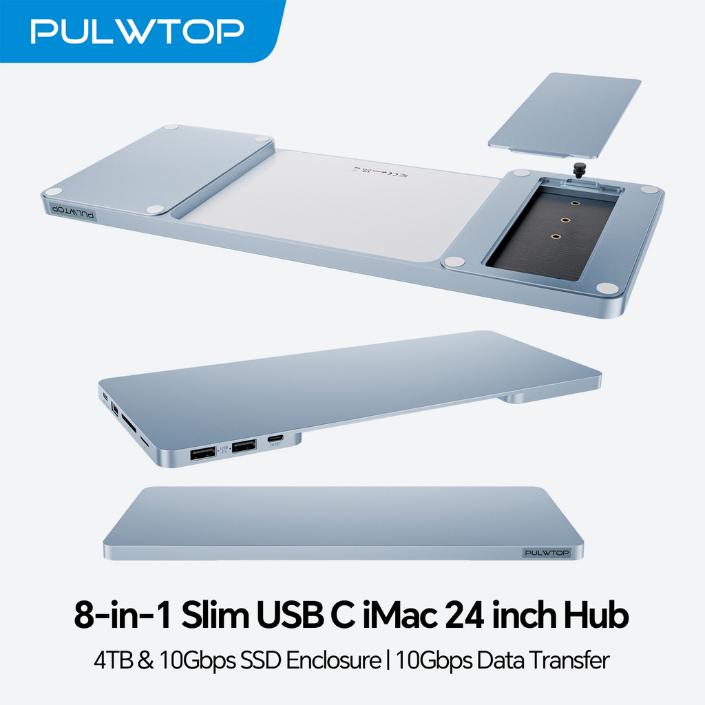 PULWTOP USB C Hub for iMac 24 inch M1 M3 M4, iMac Accessories with M.2 SSD(SSD Not Included), USB