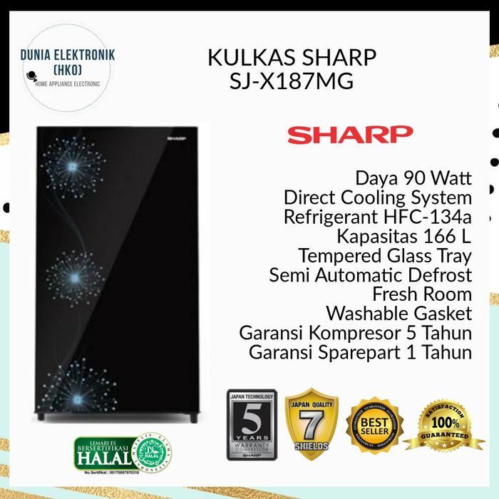 KULKAS SHARP SJ-X187MG SJ X187 MG LEMARI ES 1 PINTU LOW WATT 166 LITER