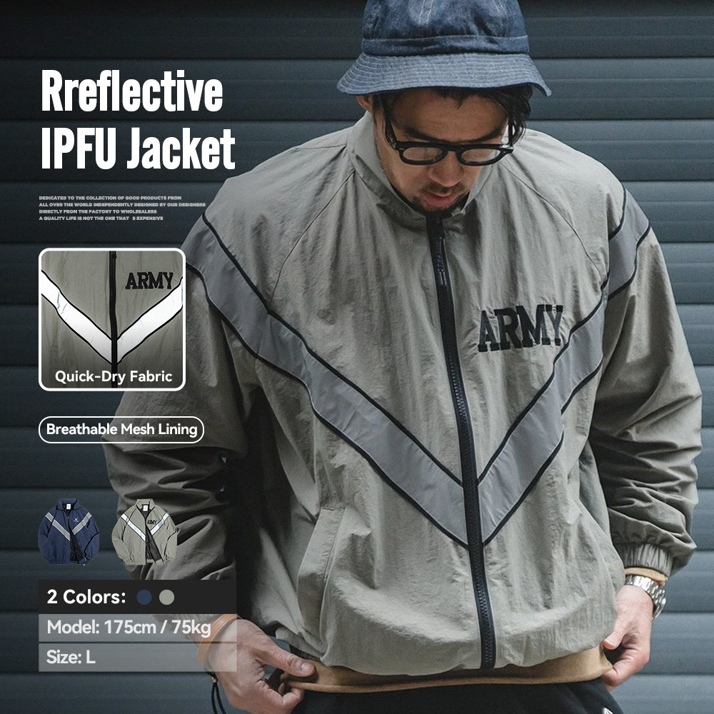 Maden Army Reflect Hooded Contrasting Color Jacket Sports Quick-Drying Jacket Loose Ipfu Training