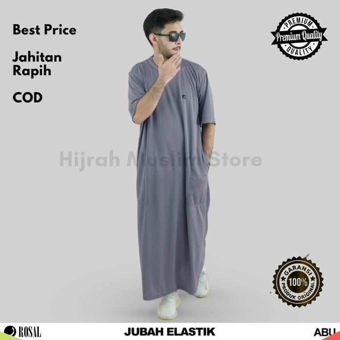 Jubah Elastik Rosal - Jubah Gamis Pria Lengan Pendek Lentur Dan Ringan Bahan Kaos Jersey Dry Fit