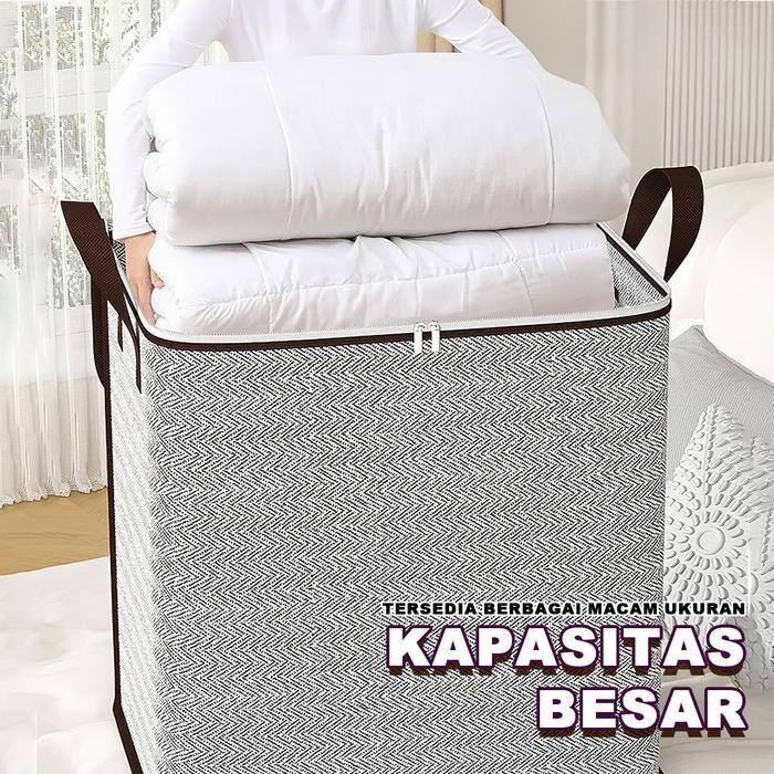 Storage Box Lipat Jumbo Tempat Penyimpanan Baju Serbaguna Storage Box Oragnizer Dengan Resleting