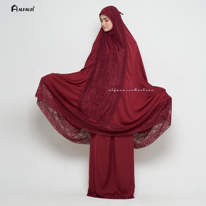 ALFAUZI - Mukena Silk Premium / Mukena Polos / Mukena Renda Cantik Mewah Atasan Bawahan Pouch Dewasa