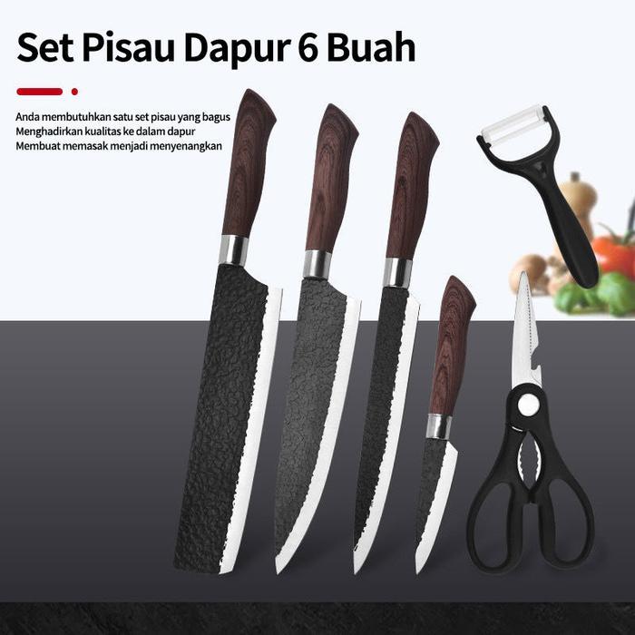 Set Pisau Dapur 6 Buah, Set Pisau Dapur Ramadan, Set Pisau Dapur Deluxe, Set Pisau Dapur Anti