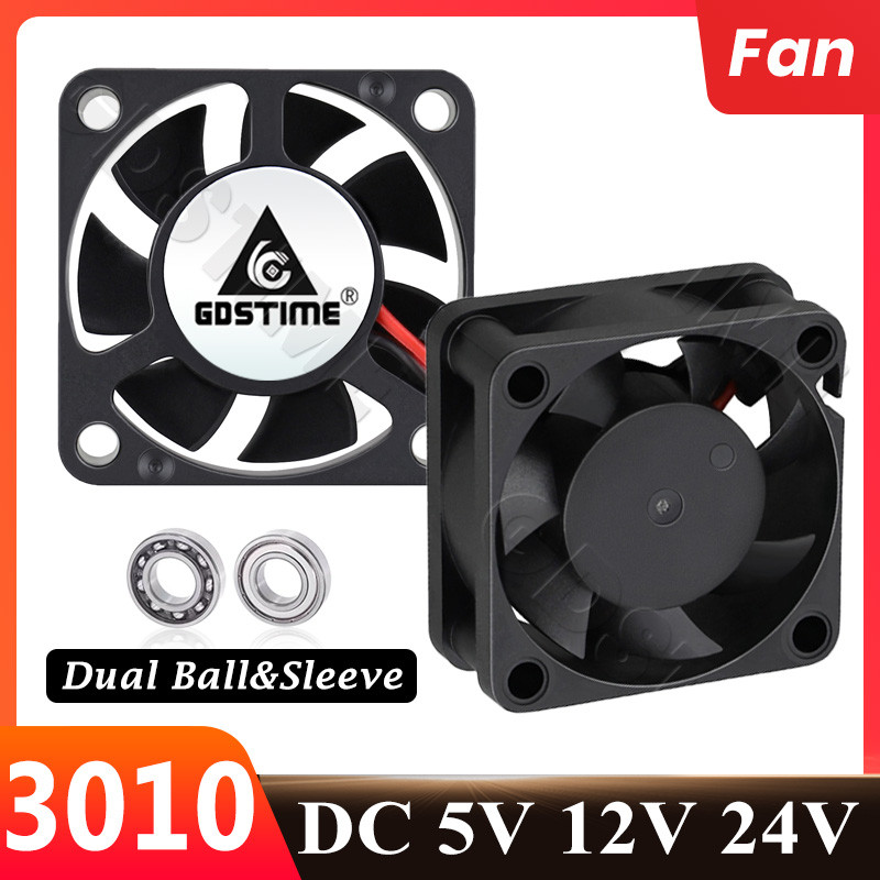 Gdstime 3010 Fan 24V Radial Fan 30mm 12V 8.4V 5V Dual Ball Cooling Fan 3cm 2PIN DC Brushless Cooler