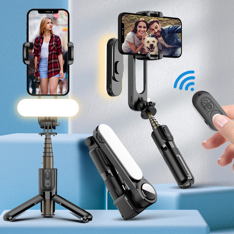 Gimbal Stabilizer Selfie Stick Tripod with Fill Light  Wireless Bluetooth for   IPhone 13 Cell Phone