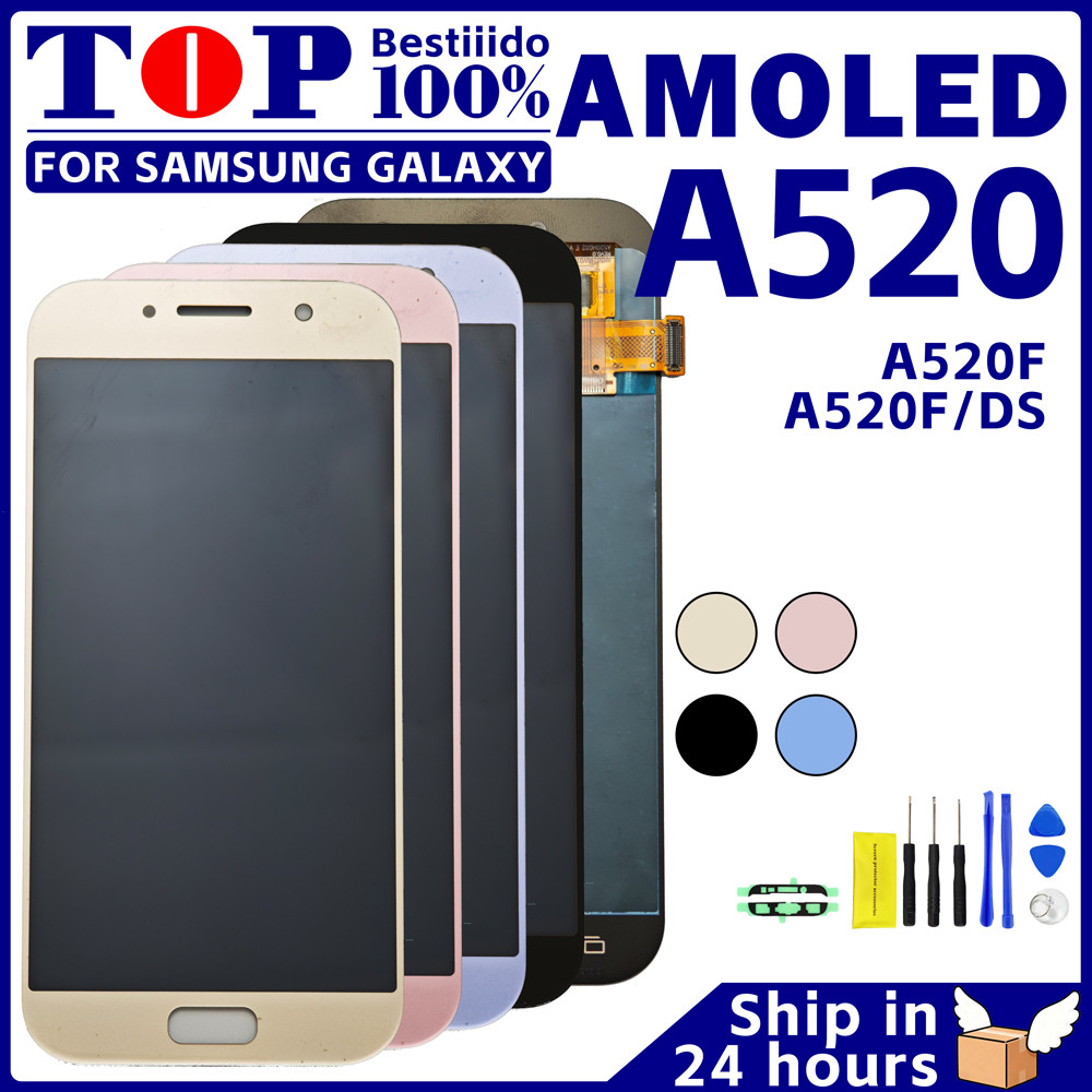 Amoled A520 Lcd Touch Digitizer Display For A5 2017 With Frame Replacement Wholesales Repair Sm-A520
