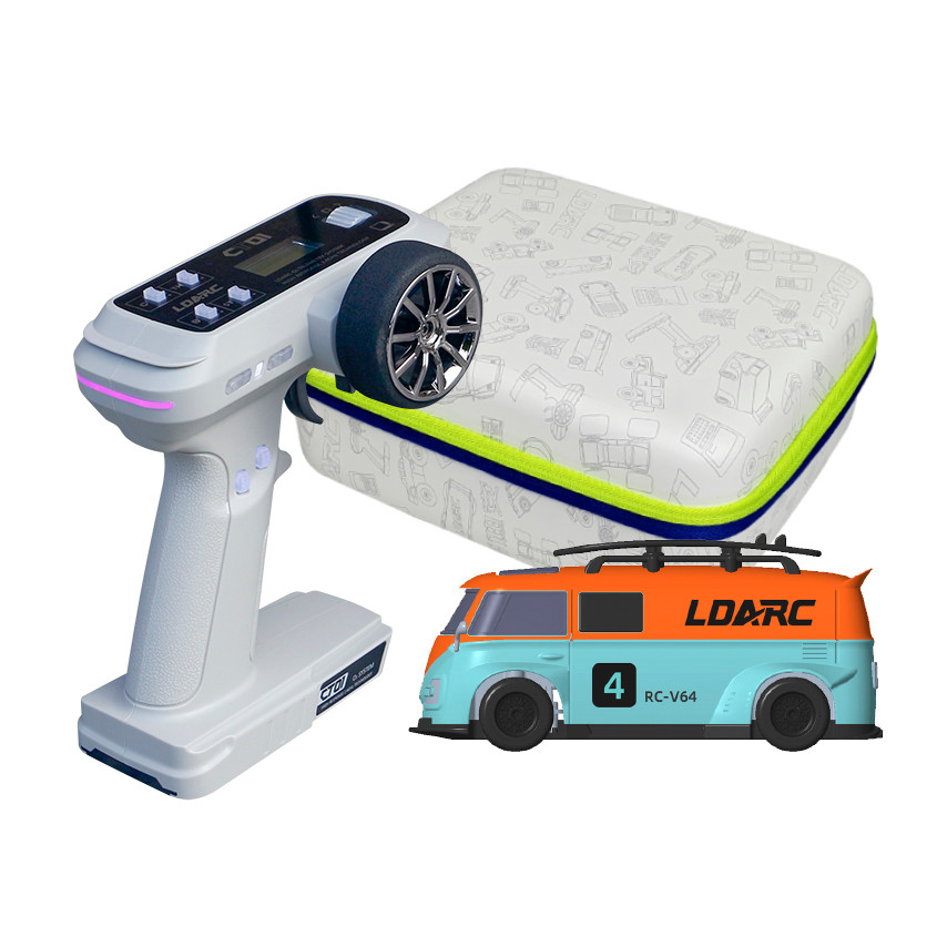 LDARC 1:64 V64 RTR Mini Electric RC Car Model 2.4GHz Long Battery Life Desktop RC Car Mini Racing