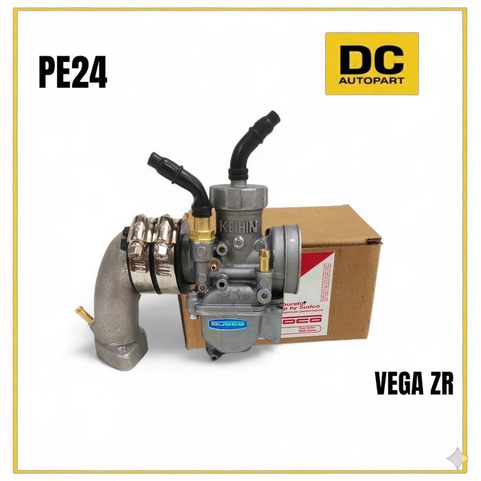 PAKET KARBURATOR PE / PWK 24 26 28 + INTAKE MANIFOLD YAMAHA VEGA ZR HADAP DEPAN POSISI ORI