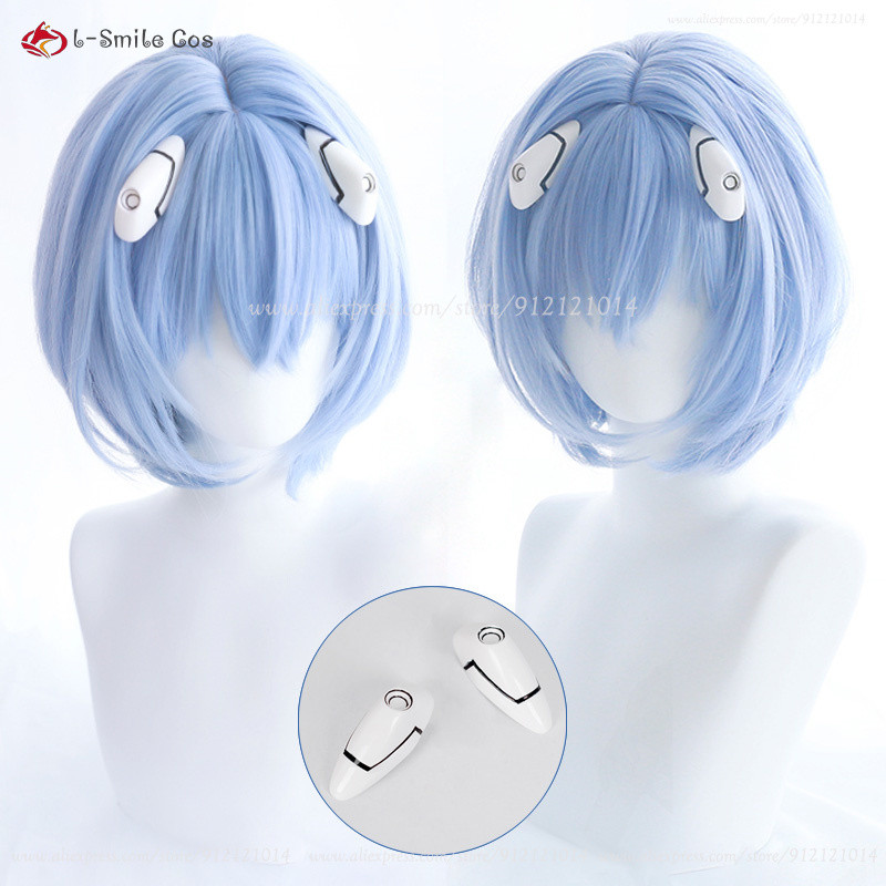 Anime Rei Ayanami Cosplay Wig Eva Ayanami Rei Wigs Blue Heat Resistant Synthetic Hair Halloween