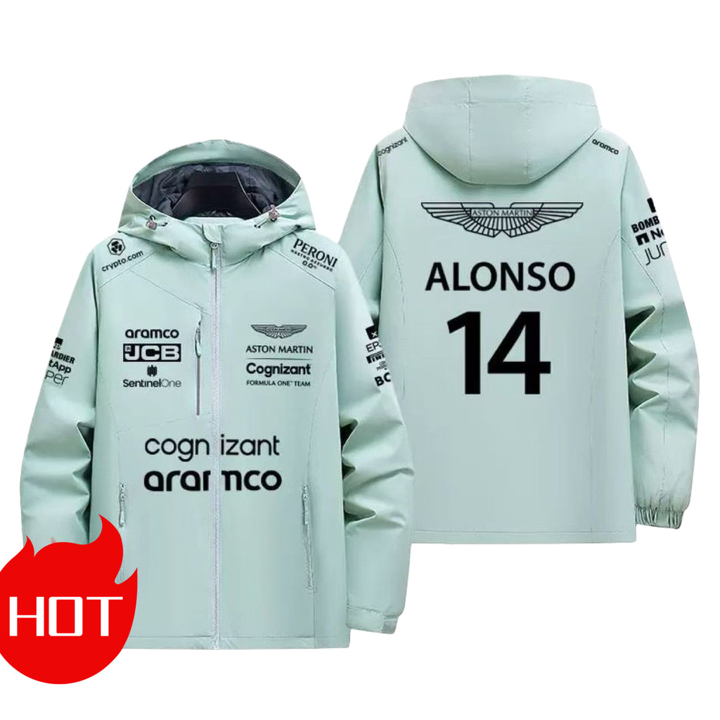 Aston Martin F1 Formula One Alonso No. 14 Stroll No. 18 Racing Men's Jacket with Velvet