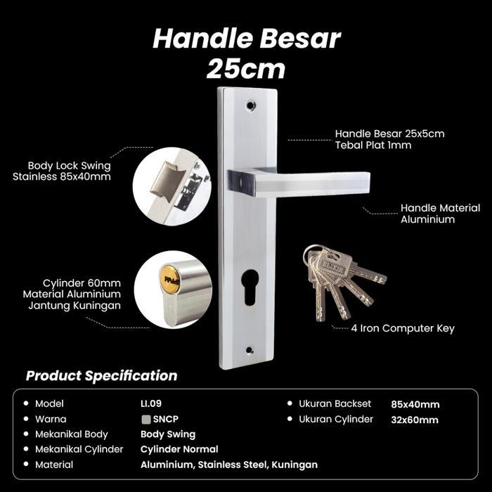 Handle Pintu Set Besar Kunci Pintu Set Besar Gagang Pintu Rumah Besar 25Cm Lengkap